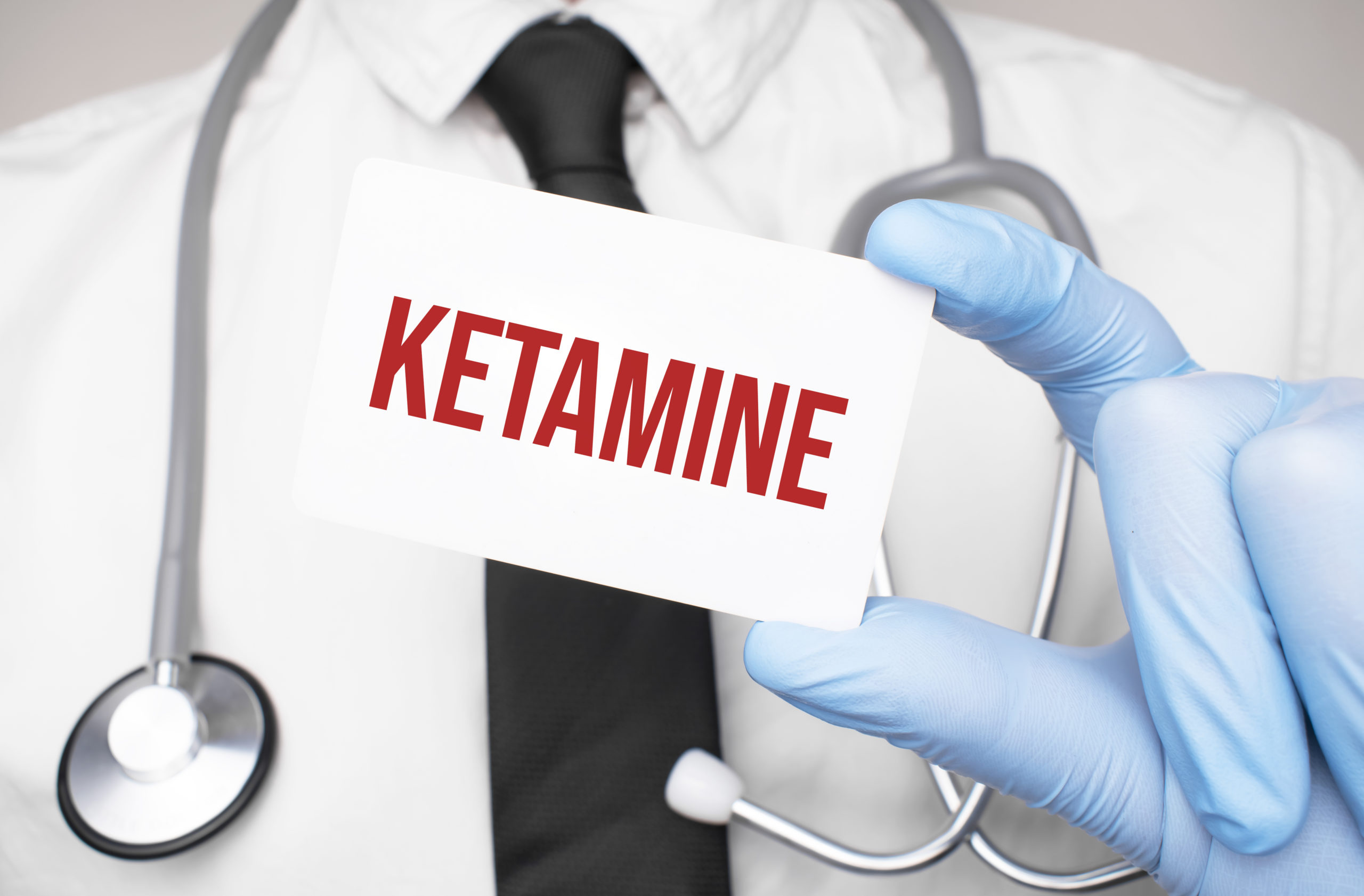 Doctor holding a card with text ketamine,medical concept