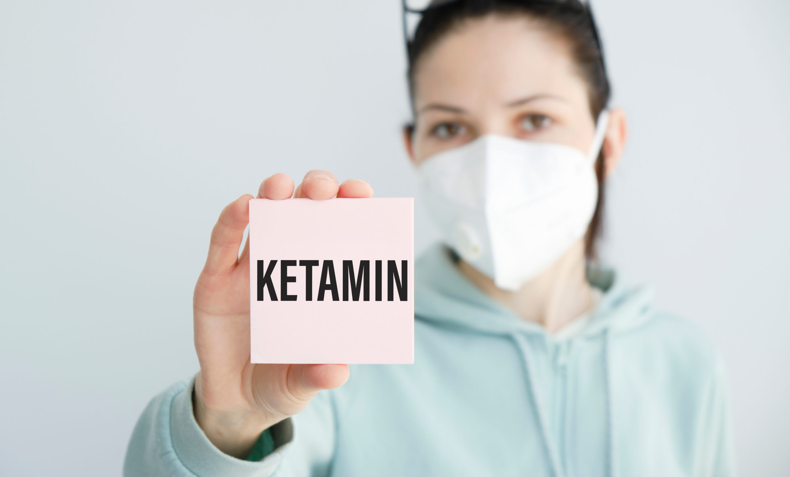 Doctor holding a card with text ketamine,medical concept
